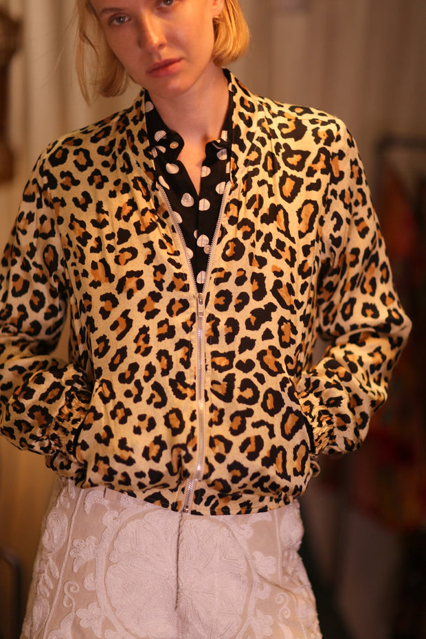 SILK BOMBER JACKET ANCHA LEO PRINT