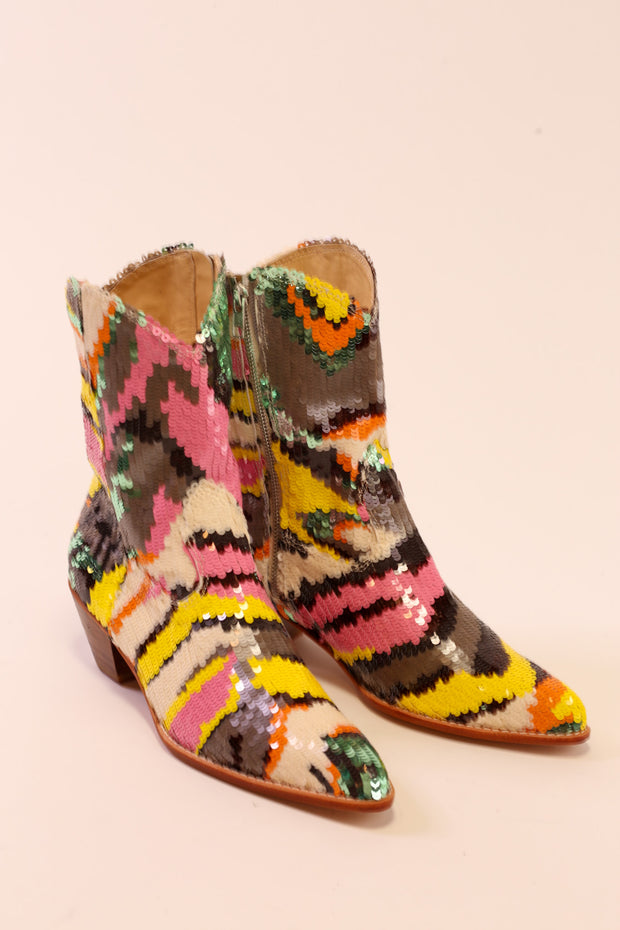 MULTI MIX SEQUIN EMBROIDERED BOOTS CHACHA