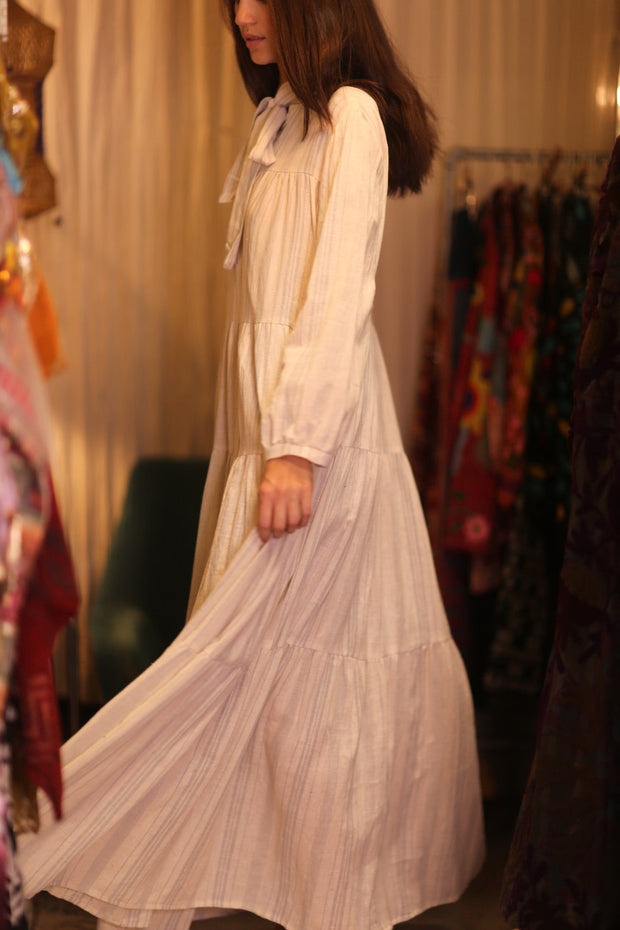 HANDWOVEN MAXI COTTON BUTTONED DRESS LOA CARA