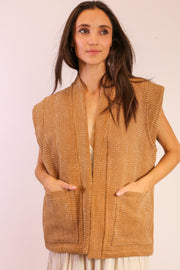 BEIGE KANTHA VEST GIDI - sustainably made MOMO NEW YORK sustainable clothing, slow fashion