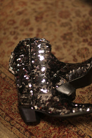 BLACK SEQUIN WESTERN BOOTS LUZINE - sustainably made MOMO NEW YORK sustainable clothing, boots slow fashion