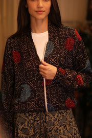 BOMBER JACKET SILK ANCHA DOMI - sustainably made MOMO NEW YORK sustainable clothing, bomberjacket slow fashion