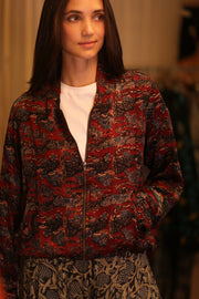 BOMBER JACKET SILK ANCHA POPI - sustainably made MOMO NEW YORK sustainable clothing, bomberjacket slow fashion