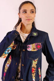 DENIM CROCHET DETAIL JACKET LORINS - sustainably made MOMO NEW YORK sustainable clothing, new slow fashion