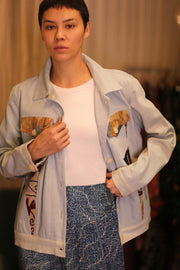 DENIM JACKET PATCHWORK MIRANA - sustainably made MOMO NEW YORK sustainable clothing, coatandjacket slow fashion