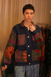 DENIM JACKET PATCHWORK MULA - sustainably made MOMO NEW YORK sustainable clothing, coatandjacket slow fashion
