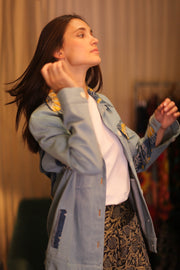 DENIM JACKET PATCHWORK RURA - sustainably made MOMO NEW YORK sustainable clothing, coatandjacket slow fashion