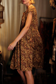 EDITH SILK DRESS MARIPOSA YELLOW - sustainably made MOMO NEW YORK sustainable clothing, Boho Chic Dress slow fashion