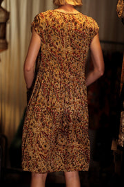 EDITH SILK DRESS MARIPOSA YELLOW - sustainably made MOMO NEW YORK sustainable clothing, Boho Chic Dress slow fashion