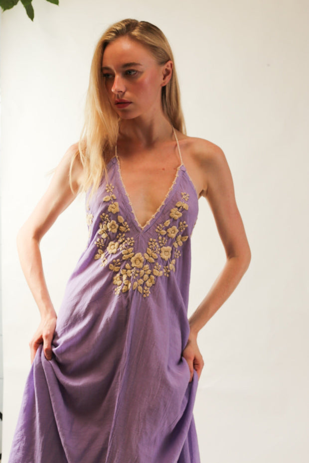 EMBROIDERED COTTON DRESS SHERESE - sustainably made MOMO NEW YORK sustainable clothing, dress slow fashion