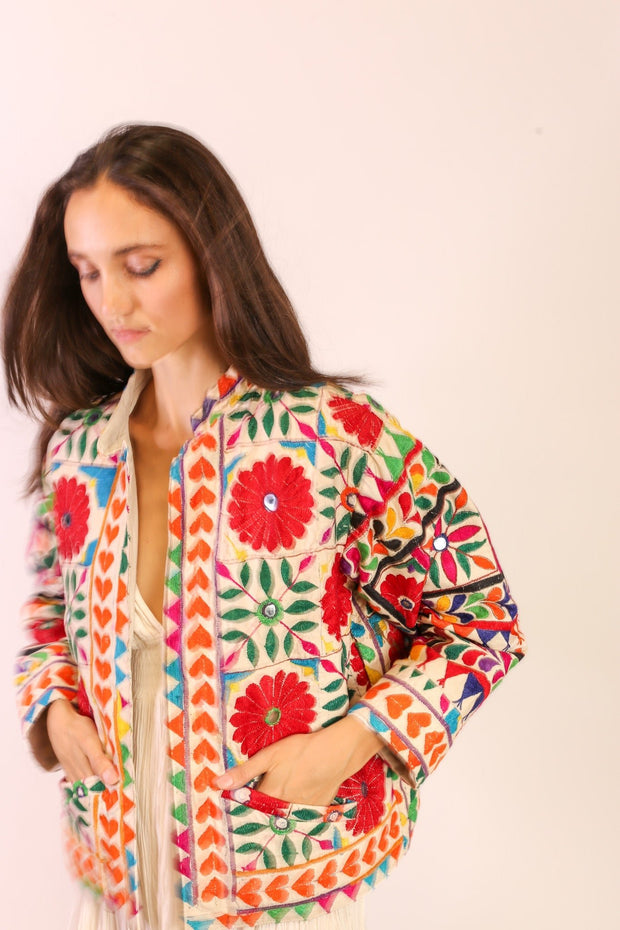 EMBROIDERED JACKET KENNEDY - sustainably made MOMO NEW YORK sustainable clothing, Jacket slow fashion