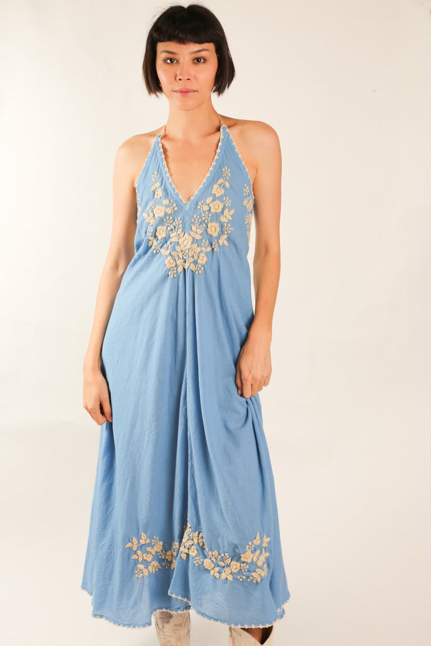 EMBROIDERED KAFTAN DRESS SHERESE - sustainably made MOMO NEW YORK sustainable clothing, new slow fashion