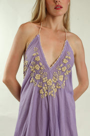 EMBROIDERED KAFTAN DRESS SHERESE - sustainably made MOMO NEW YORK sustainable clothing, new slow fashion