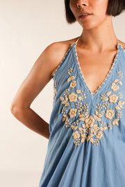 EMBROIDERED KAFTAN DRESS SHERESE - sustainably made MOMO NEW YORK sustainable clothing, new slow fashion