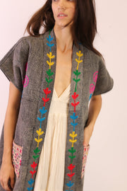 EMBROIDERED KIMONO HARIA - sustainably made MOMO NEW YORK sustainable clothing, slow fashion