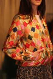 EMBROIDERED SILK BOMBER JACKET ANCHA GINNY - sustainably made MOMO NEW YORK sustainable clothing, bomberjacket slow fashion