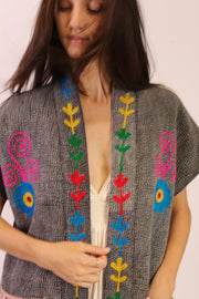 EMBROIDERED SILK BOMBER JACKET HANE - sustainably made MOMO NEW YORK sustainable clothing, Jacket slow fashion