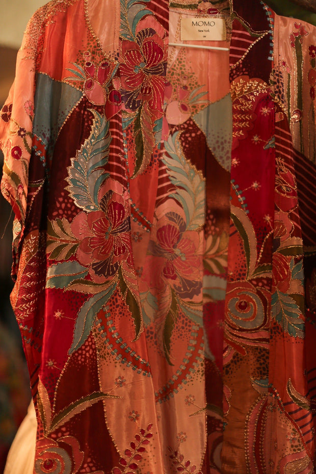 EMBROIDERED SILK KIMONO NATASHA - sustainably made MOMO NEW YORK sustainable clothing, slow fashion