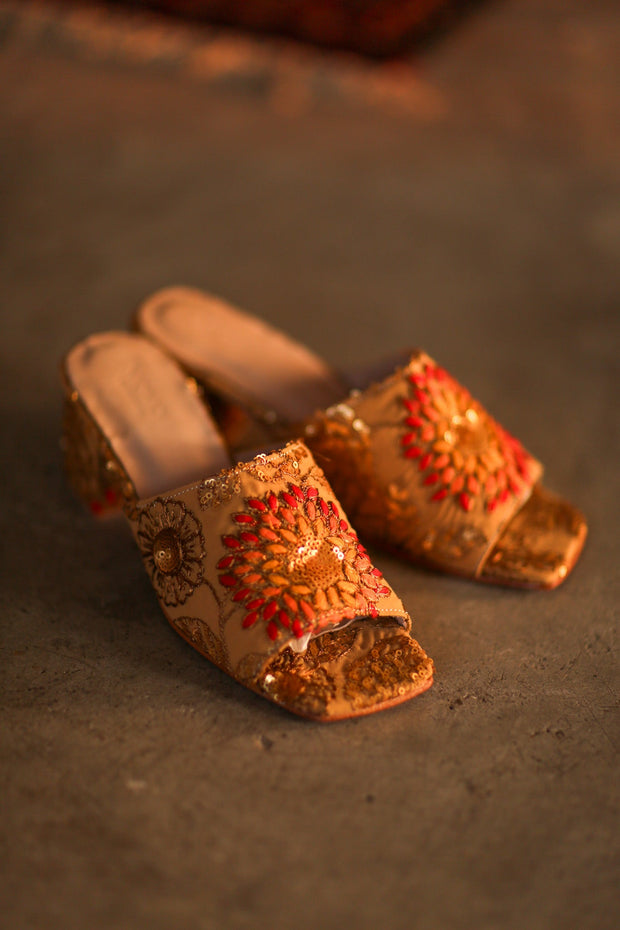 EMBROIDERED SILK MULES LIRETTA - sustainably made MOMO NEW YORK sustainable clothing, slow fashion