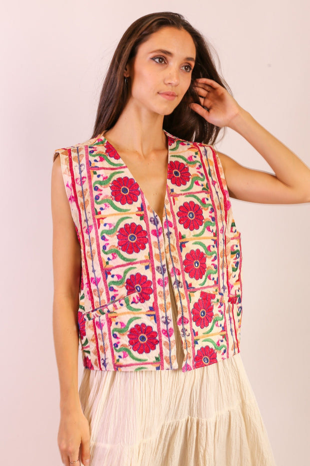 EMBROIDERED VEST OGLU - sustainably made MOMO NEW YORK sustainable clothing, new slow fashion