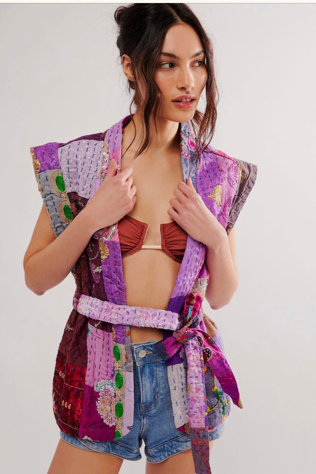 GLORIA PATCHWORK VEST - sustainably made MOMO NEW YORK sustainable clothing, slow fashion