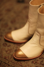 GOLD CAP CREAM BOOTS REYAL - sustainably made MOMO NEW YORK sustainable clothing, boots slow fashion