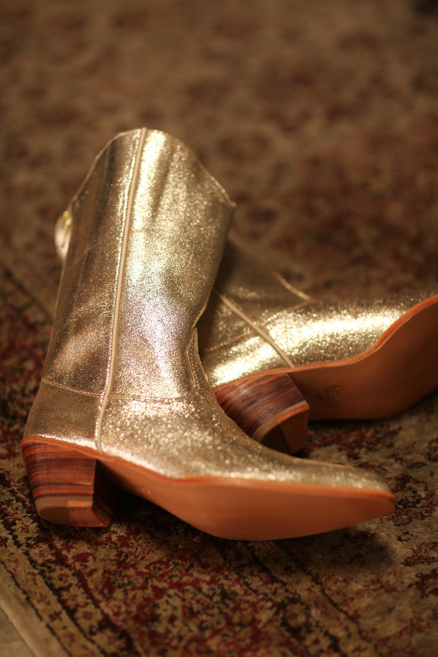 GOLDEN WESTERN BOOTS SINATRA - sustainably made MOMO NEW YORK sustainable clothing, boots slow fashion