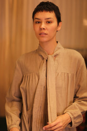 HANDWOVEN MAXI COTTON BUTTONED DRESS LOA ZOEY - sustainably made MOMO NEW YORK sustainable clothing, Boho Chic Dress slow fashion