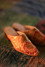 HEELED MULES SILK EMBROIDERED QUINA - sustainably made MOMO NEW YORK sustainable clothing, slow fashion