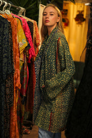 KANTHA INDIGO JACKET COAT CATALINA - sustainably made MOMO NEW YORK sustainable clothing, Coat slow fashion