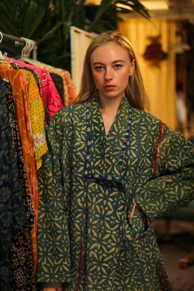 KANTHA INDIGO JACKET COAT CATALINA - sustainably made MOMO NEW YORK sustainable clothing, Coat slow fashion