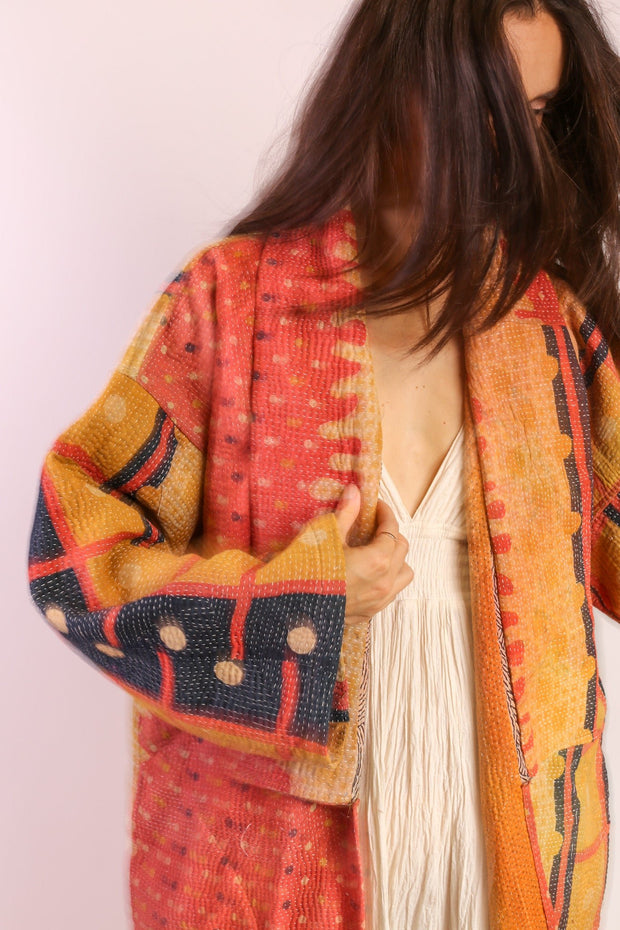 KANTHA KIMONO COAT JACKET BELI - sustainably made MOMO NEW YORK sustainable clothing, slow fashion