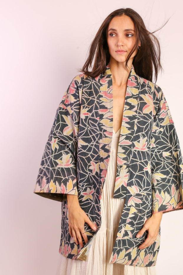 KANTHA KIMONO JACKET LAMAZ - sustainably made MOMO NEW YORK sustainable clothing, Coat slow fashion