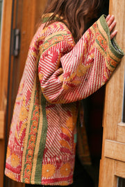 KANTHA KIMONO JACKET SHIRI - sustainably made MOMO NEW YORK sustainable clothing, kantha slow fashion