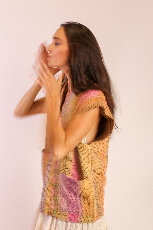 KANTHA VEST YAVAS - sustainably made MOMO NEW YORK sustainable clothing, Jacket slow fashion