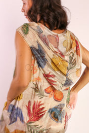 LEAVE HAND BLOCK PRINT SILK DRESS ISSI - sustainably made MOMO NEW YORK sustainable clothing, new slow fashion