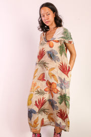 LEAVE HAND BLOCK PRINT SILK DRESS ISSI - sustainably made MOMO NEW YORK sustainable clothing, new slow fashion