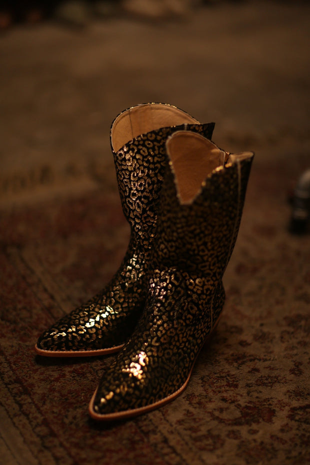 LEO PRINT WESTERN BOOTS SORANA - sustainably made MOMO NEW YORK sustainable clothing, boots slow fashion