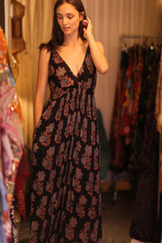 LILY SILK DRESS SHARON - sustainably made MOMO NEW YORK sustainable clothing, Boho Chic Dress slow fashion