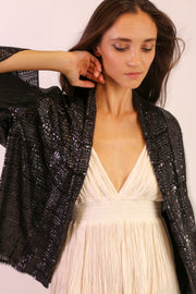 SEQUIN EMBROIDERED KIMONO MIDI - sustainably made MOMO NEW YORK sustainable clothing, new slow fashion