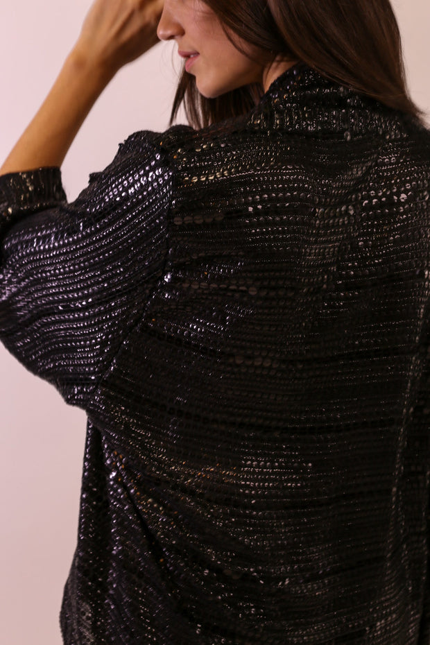 SEQUIN EMBROIDERED KIMONO MIDI - sustainably made MOMO NEW YORK sustainable clothing, new slow fashion