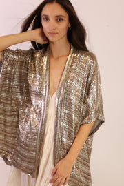 SEQUIN EMBROIDERED KIMONO MIDI - sustainably made MOMO NEW YORK sustainable clothing, new slow fashion