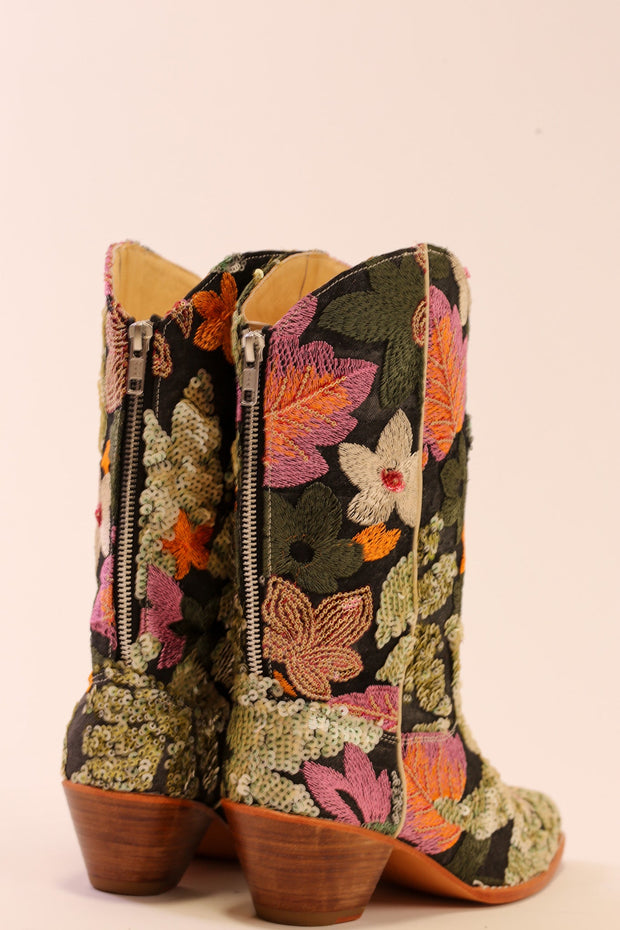 SEQUIN EMBROIDERED WESTERN BOOT LOERI - sustainably made MOMO NEW YORK sustainable clothing, slow fashion