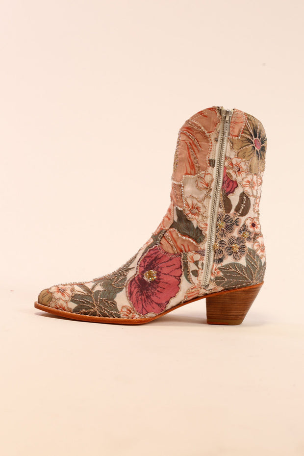 SEQUIN SILK EMBROIDERED BOOTS BALVE - sustainably made MOMO NEW YORK sustainable clothing, slow fashion