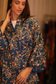 SHORT EMBROIDERED SILK KIMONO ANNA - sustainably made MOMO NEW YORK sustainable clothing, kimono slow fashion