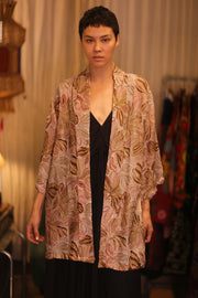 SHORT SILK EMBROIDERED KIMONO LINDA - sustainably made MOMO NEW YORK sustainable clothing, kimono slow fashion