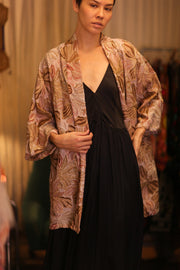 SHORT SILK EMBROIDERED KIMONO LINDA - sustainably made MOMO NEW YORK sustainable clothing, kimono slow fashion