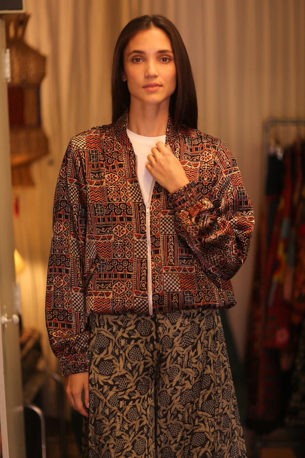 SILK BOMBER JACKET ANCHA BELINDA - sustainably made MOMO NEW YORK sustainable clothing, coatandjacket slow fashion