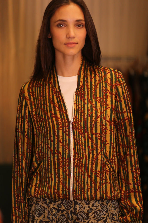 SILK BOMBER JACKET ANCHA KATE - sustainably made MOMO NEW YORK sustainable clothing, coatandjacket slow fashion