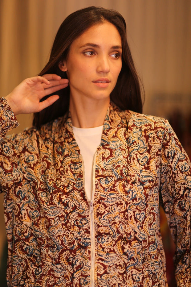 SILK BOMBER JACKET ANCHA LIONA - sustainably made MOMO NEW YORK sustainable clothing, coatandjacket slow fashion